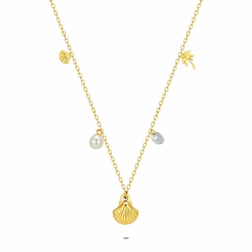 Necklaces | Gold Coloured Stainless Steel Necklace, Scallop Necklaces Necklaces