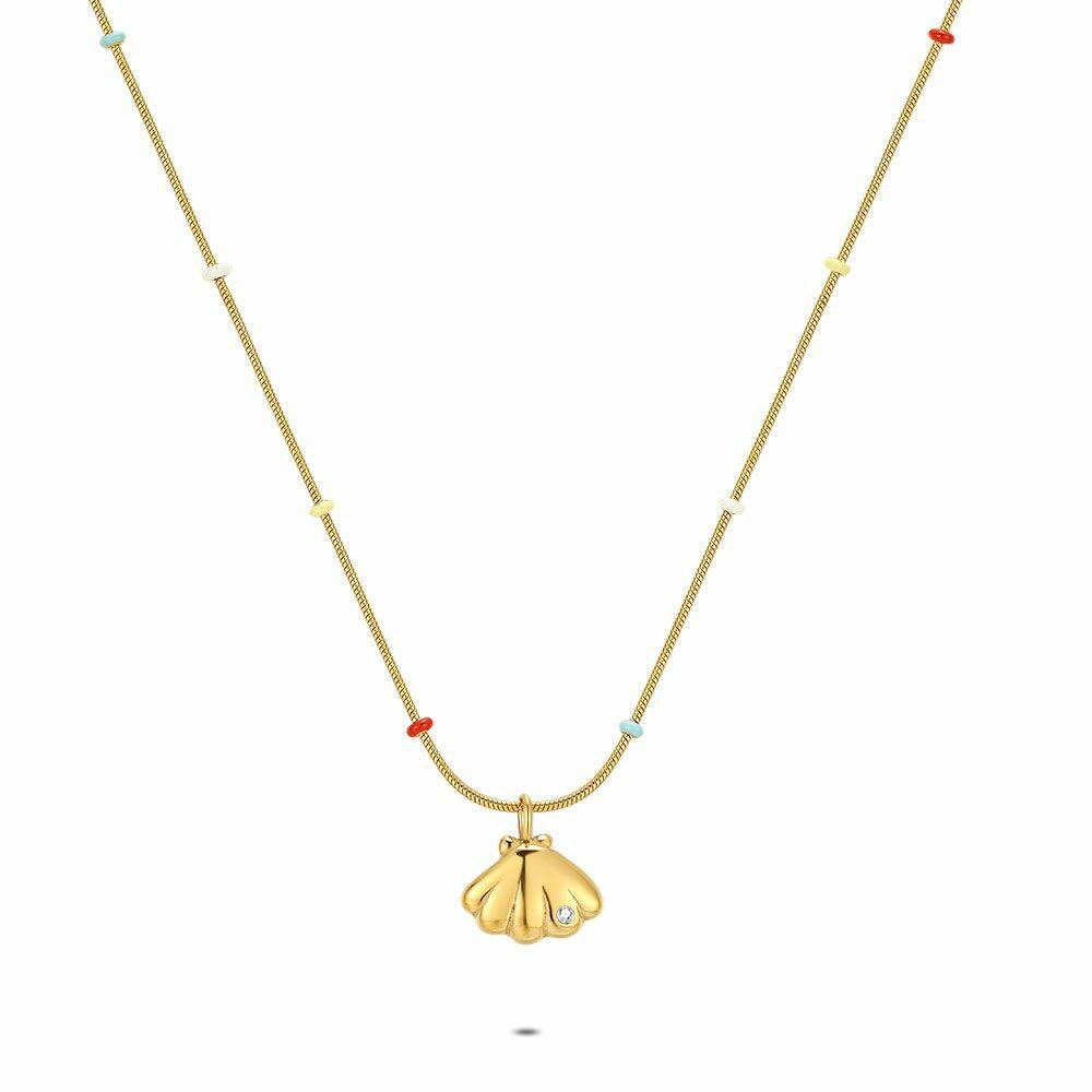 Necklaces | Gold Coloured Stainless Steel Necklace, Scallop Necklaces Necklaces