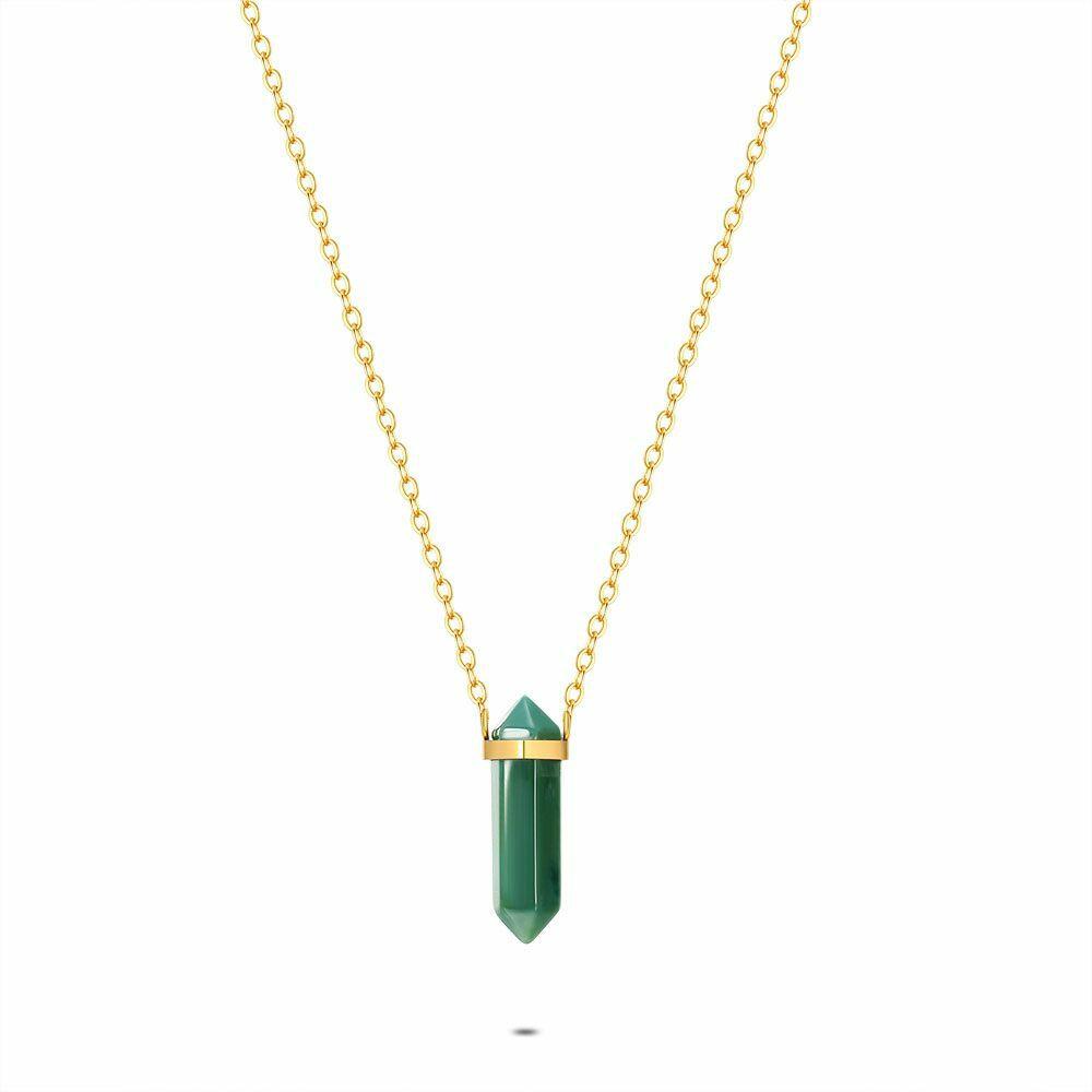 Necklaces | Gold Coloured Stainless Steel Necklace, Semi-Precious Stone Necklaces Necklaces