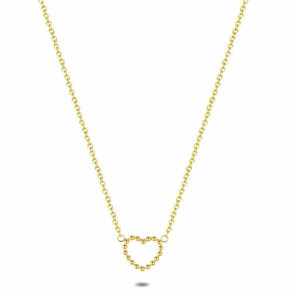 Necklaces | Gold Coloured Stainless Steel Necklace, Small Heart, Stone Necklaces Necklaces