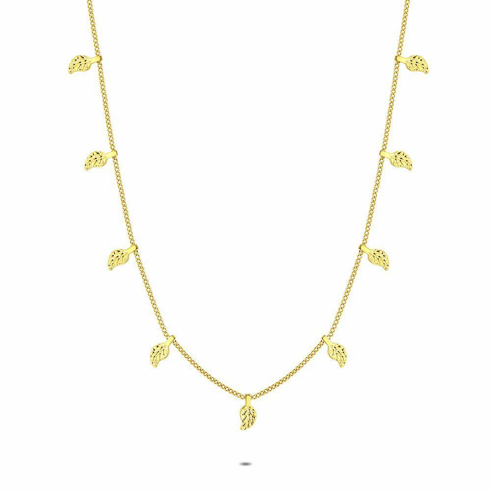 Necklaces | Gold Coloured Stainless Steel Necklace, Small Leaves Necklaces Necklaces