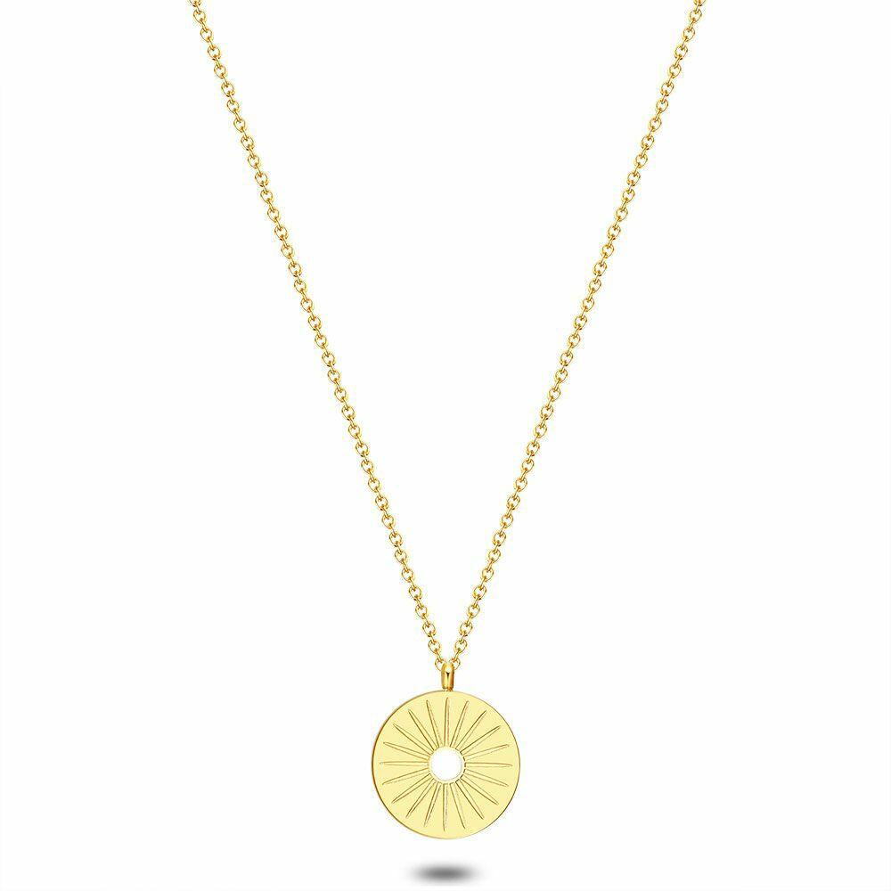 Necklaces | Gold Coloured Stainless Steel Necklace, Sun, White Enamel Dot Necklaces Necklaces