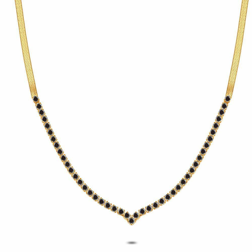 Necklaces | Gold Coloured Stainless Steel Necklace, Tennis Necklace Necklaces Necklaces