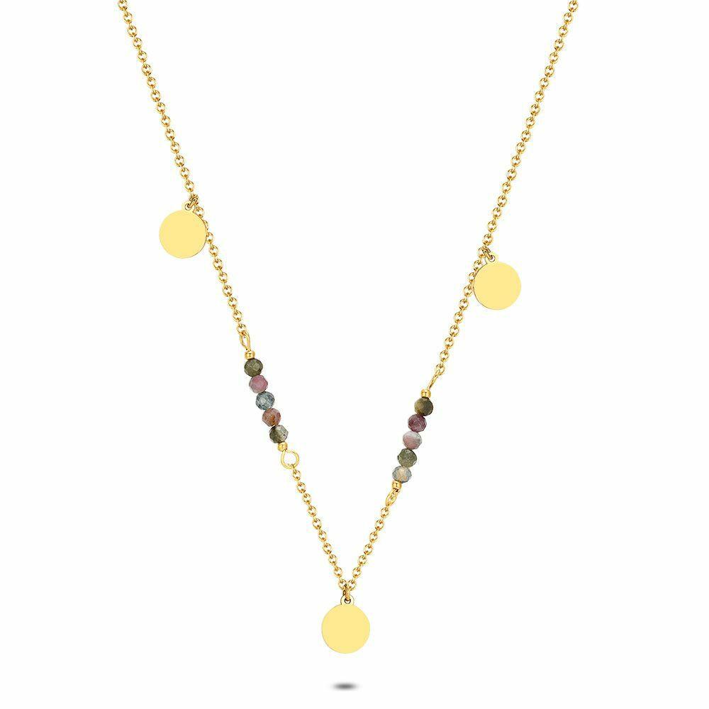 Necklaces | Gold Coloured Stainless Steel Necklace, Tourmaline Stones Necklaces Necklaces