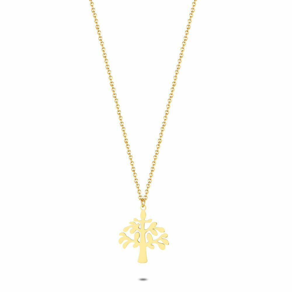 Necklaces | Gold Coloured Stainless Steel Necklace, Tree Necklaces Necklaces