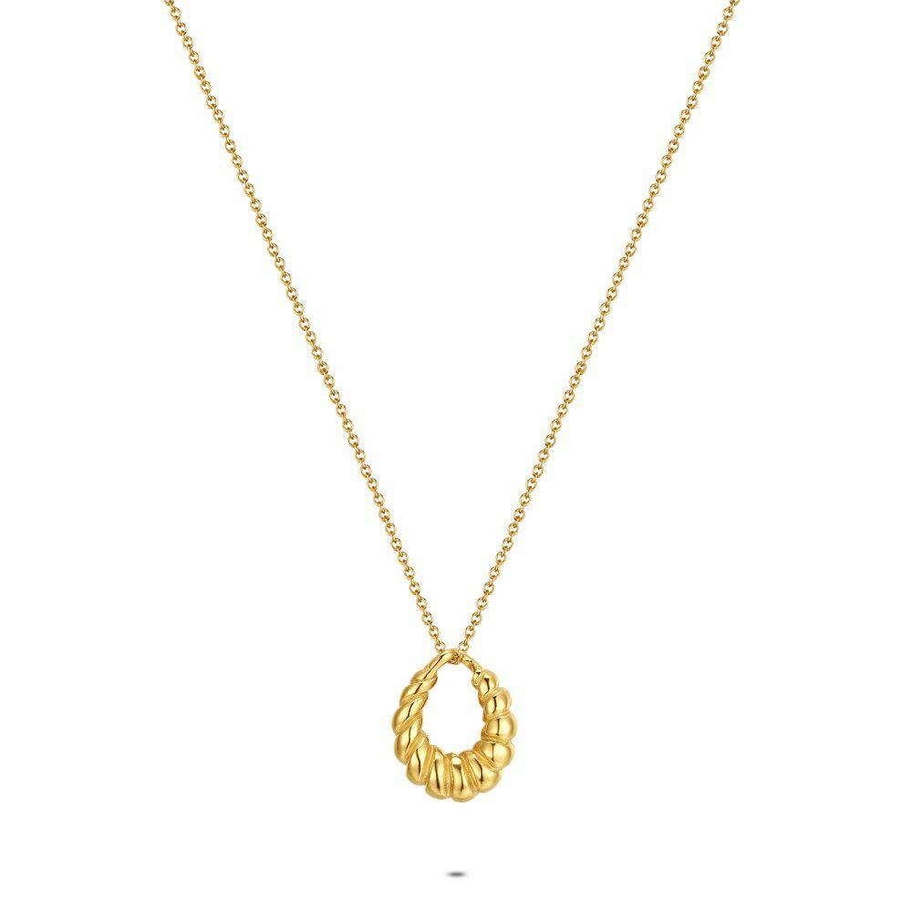 Necklaces | Gold Coloured Stainless Steel Necklace, Twisted Drop Necklaces Necklaces