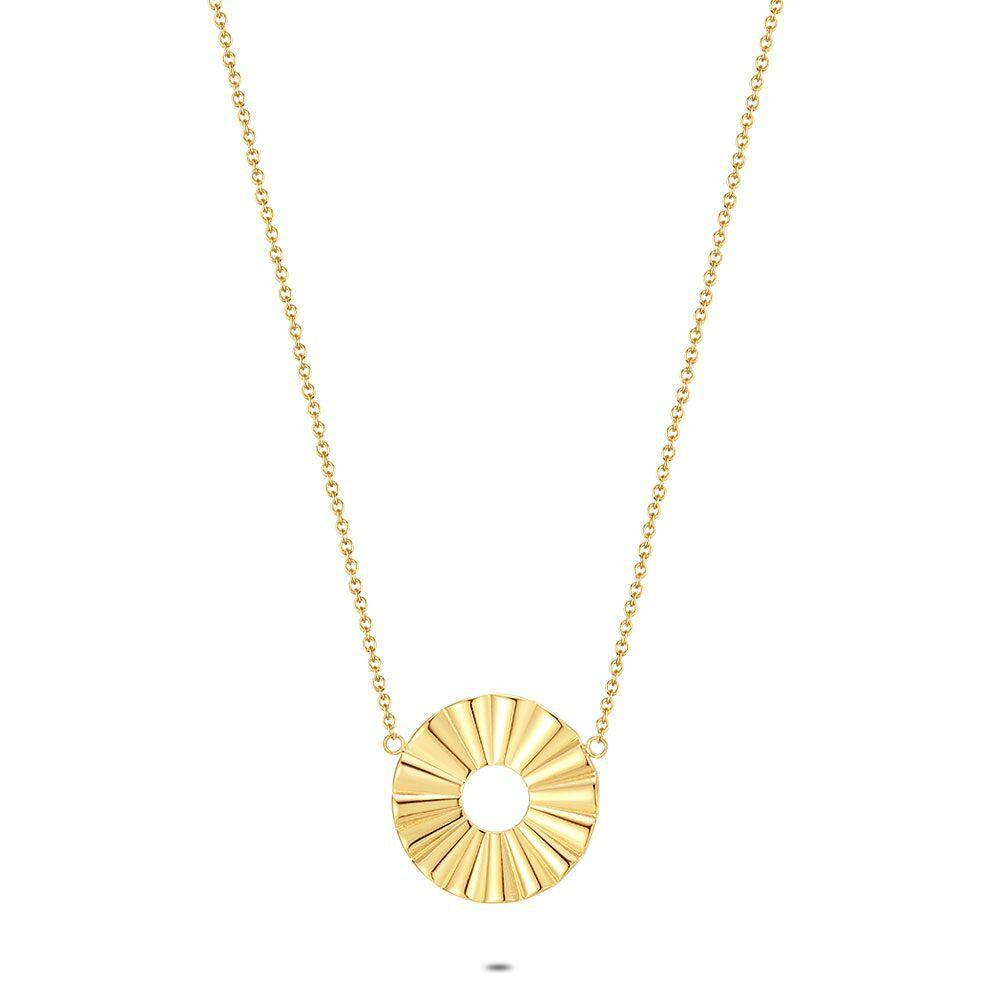 Necklaces | Gold Coloured Stainless Steel Necklace, Wavy Circle Necklaces Necklaces