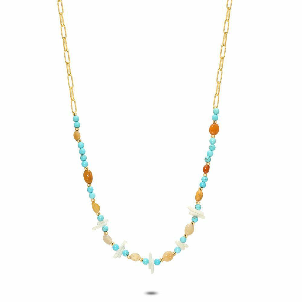 Necklaces | High Fashion Necklace, Turquoise And Brown Semi-Precious Stones Necklaces Necklaces