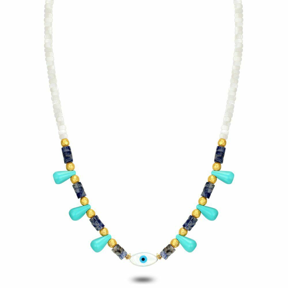 Necklaces | High Fashion Necklace, Turquoise Drops, Eye, White Stones Necklaces Necklaces