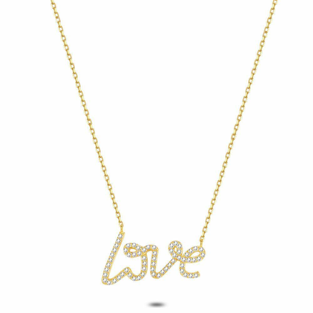 Necklaces | Necklace In 18Ct Gold Plated Silver, Love In Zirconia Necklaces Necklaces