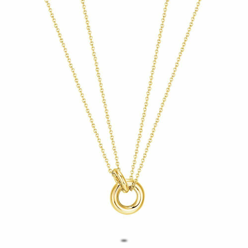 Necklaces | Necklace In Gold-Coloured Stainless Steel, Double Chain, Double Ring Necklaces Necklaces