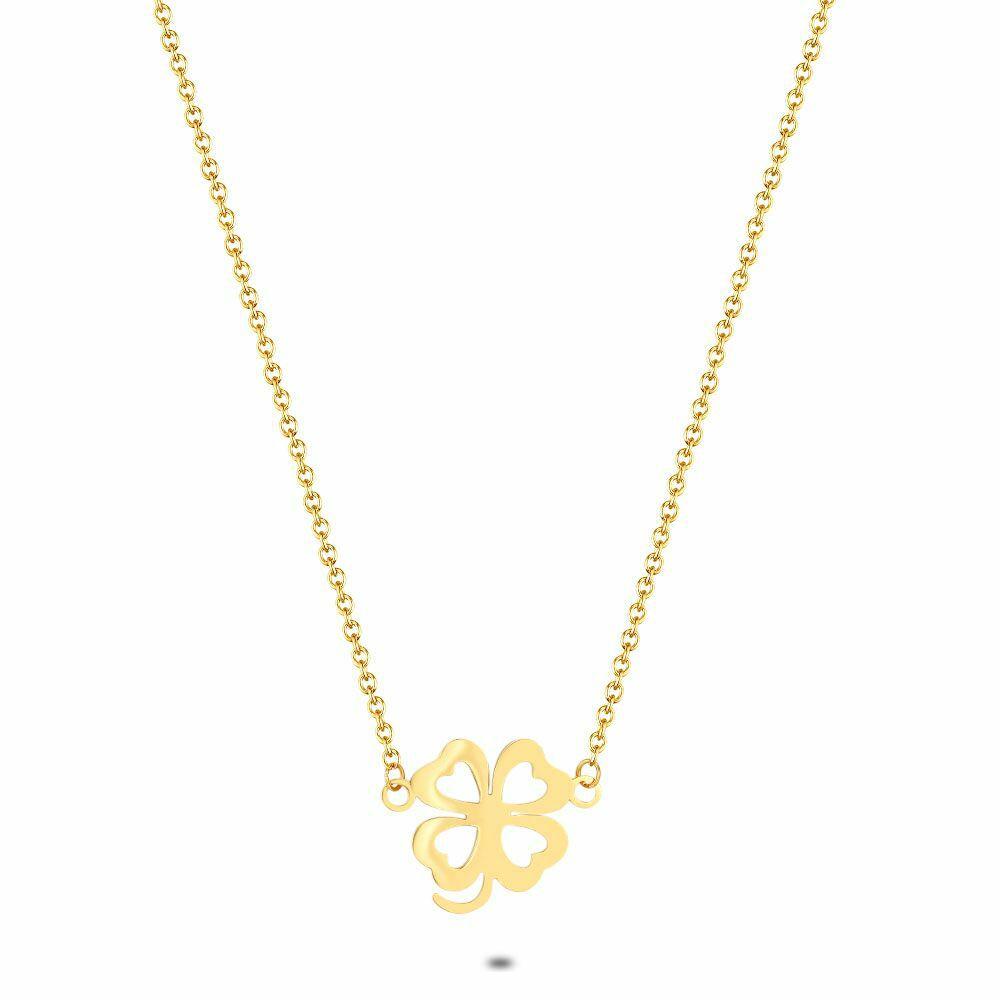 Necklaces | Necklace In Gold-Tone Stainless Steel, Clover, 4 Open Hearts Necklaces Necklaces