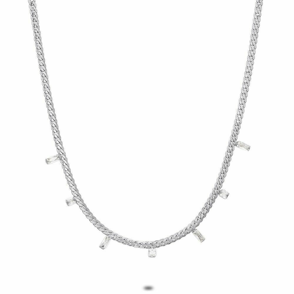 Necklaces | Necklace In Stainless Steel, Gourmet, 7 White Zirconia Necklaces Necklaces