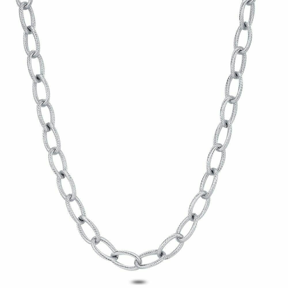 Necklaces | Necklace In Stainless Steel Oval Links 15 Mm , Striped Mens Mens