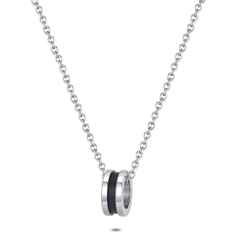 Necklaces | Necklace In Stainless Steel, Ring Black Matte Steel Shiny Mens Mens