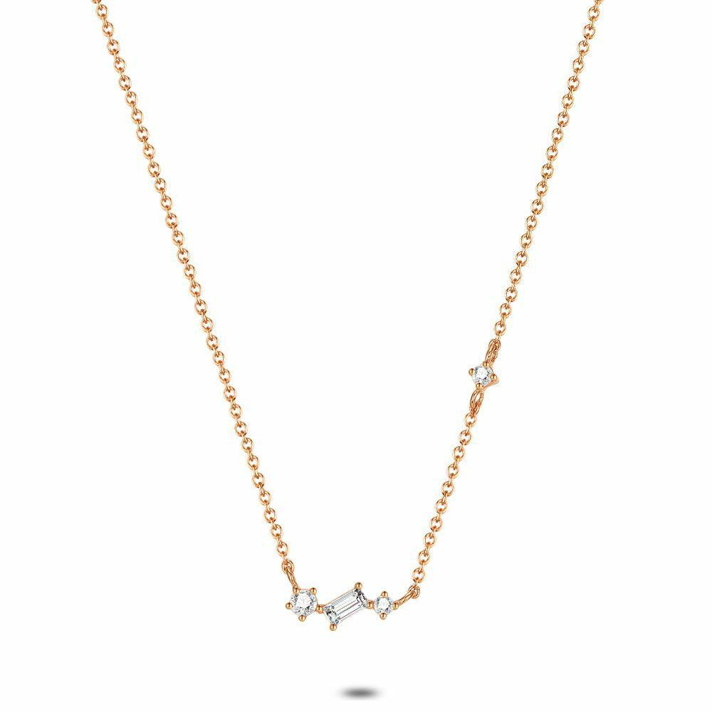 Necklaces | Rosé Silver Necklace, 4 Different Zirconia Necklaces Necklaces