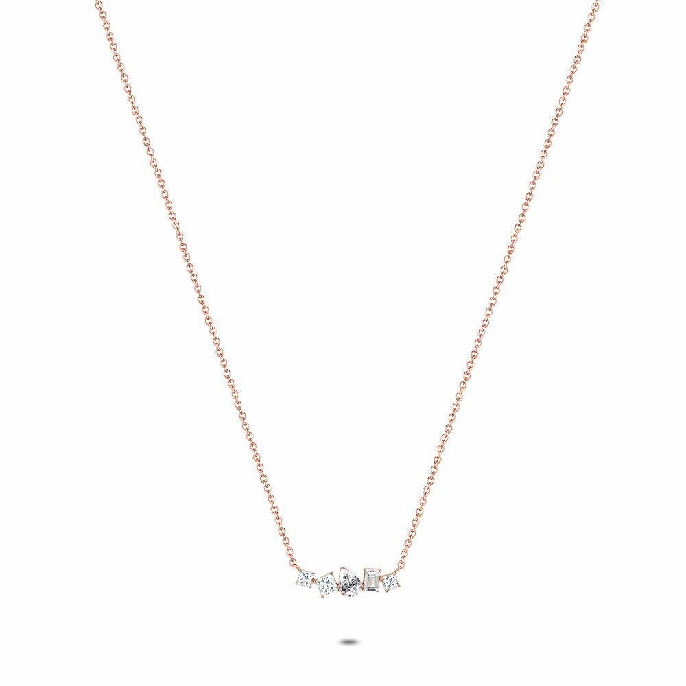 Necklaces | Rosé Silver Necklace, 5 Small Stones Necklaces Necklaces