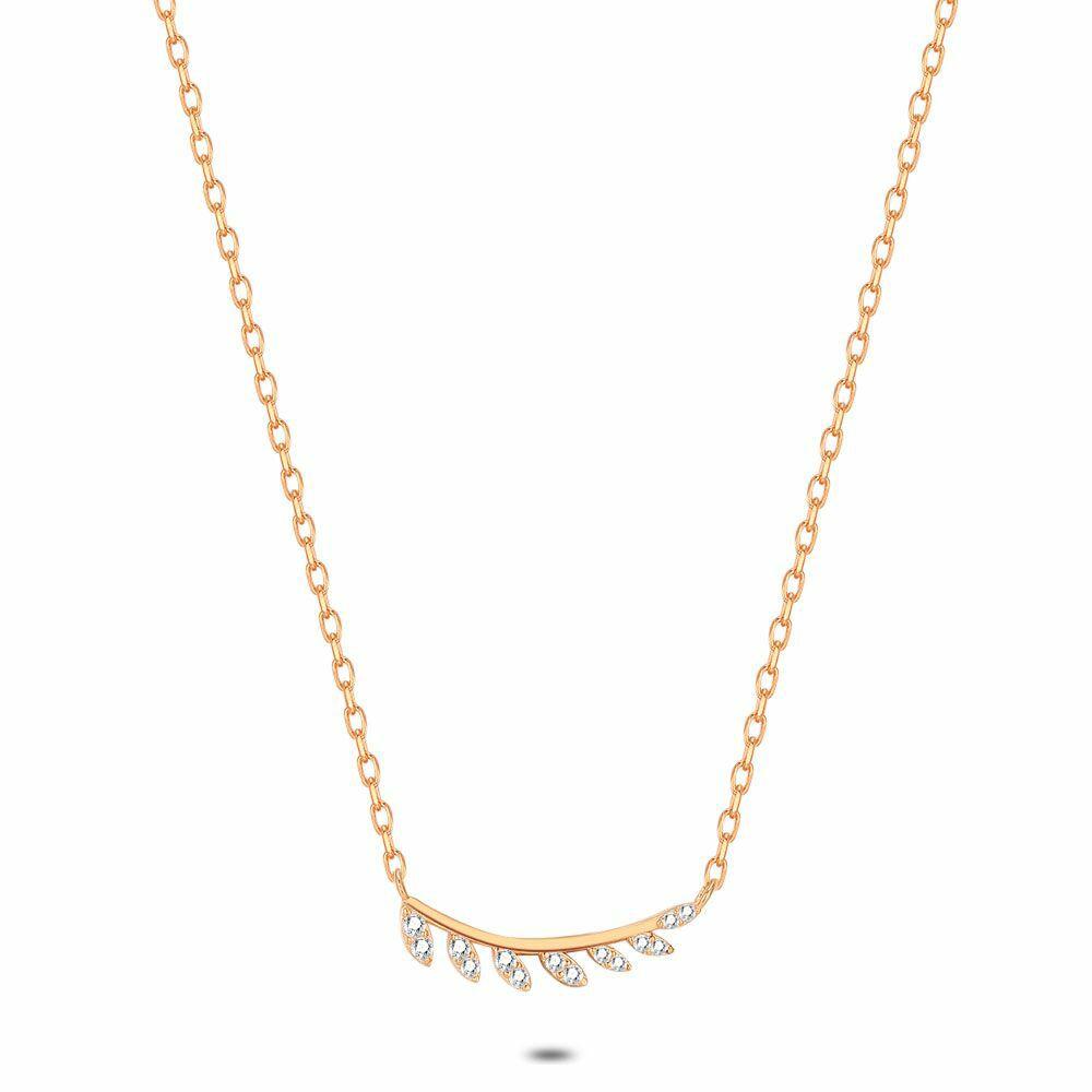 Necklaces | Rosé Silver Necklace, Branch, Zirconia Necklaces Necklaces