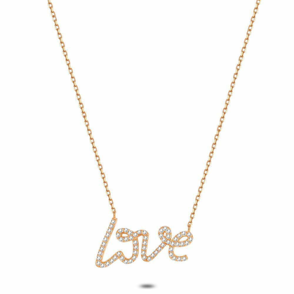 Necklaces | Rosé Silver Necklace, Love Zirconia Necklaces Necklaces