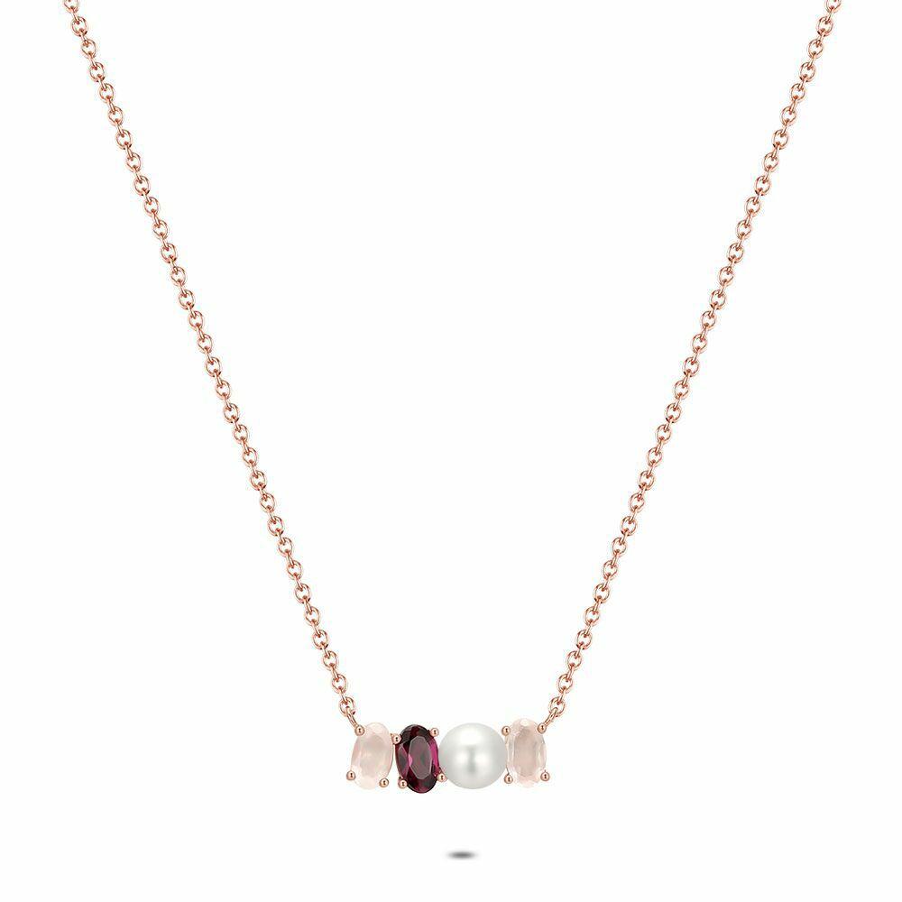 Necklaces | Rosé Silver Necklace, Pearl, Purple And Pink Stones Necklaces Necklaces