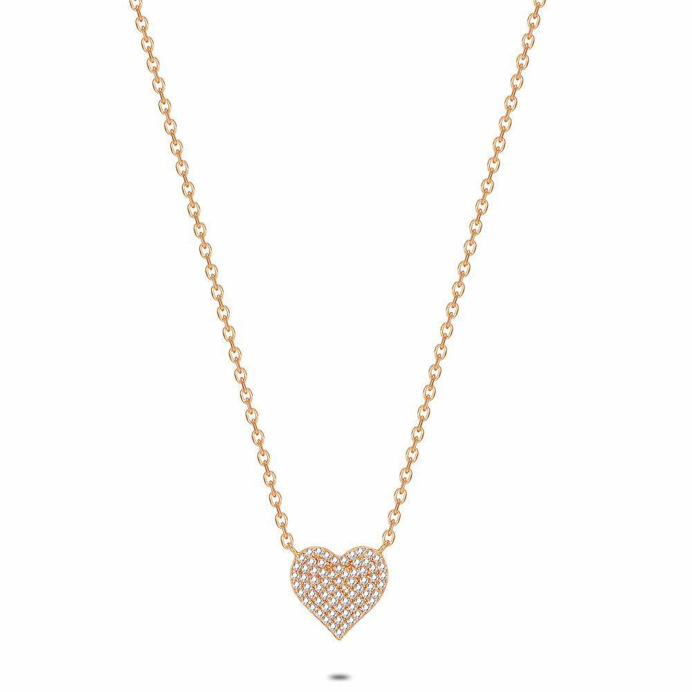 Necklaces | Rosé Silver Necklace, Zirconia Heart Necklaces Necklaces