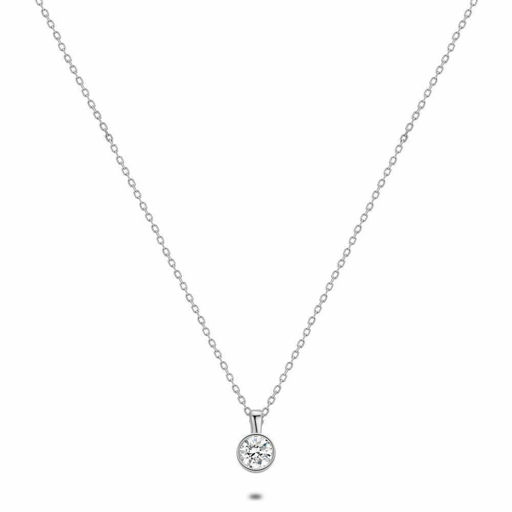 Necklaces | Silver Necklace, 1 Zirconia, 3 Mm Necklaces Necklaces