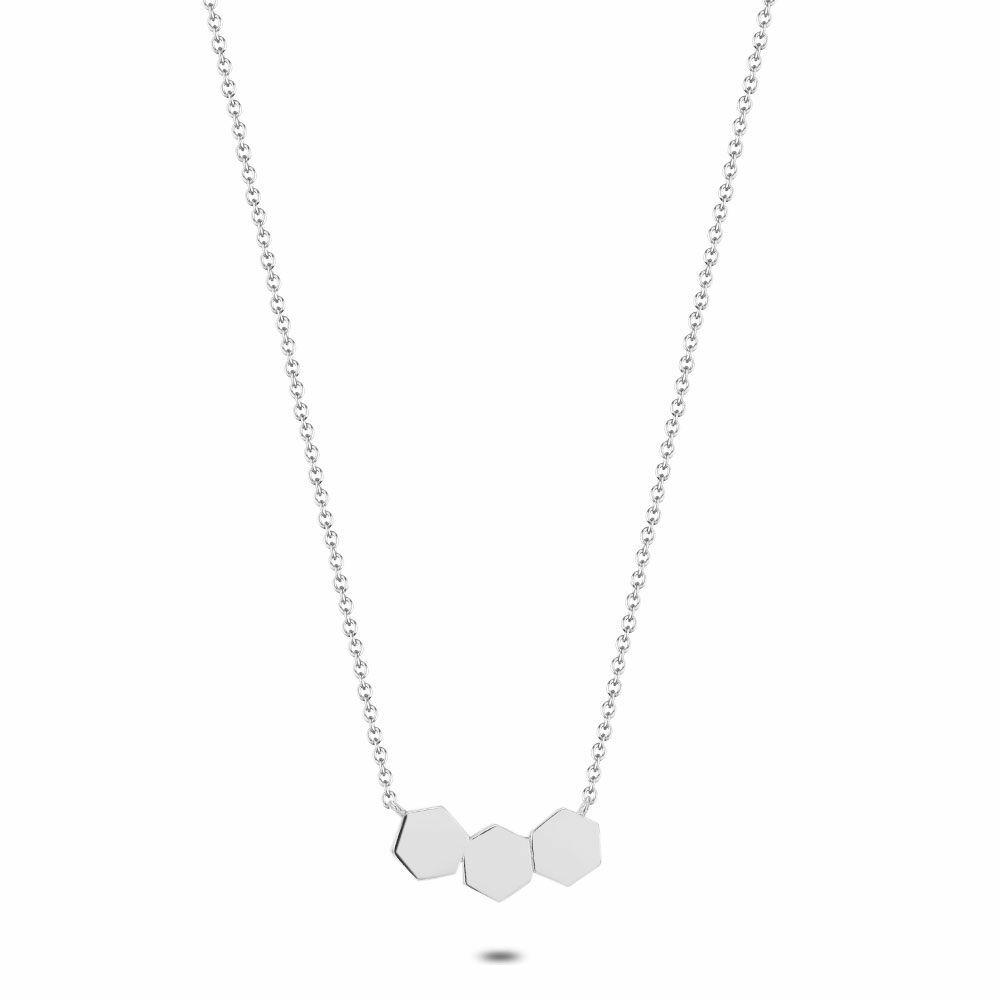 Necklaces | Silver Necklace, 3 Hexagons Necklaces Necklaces