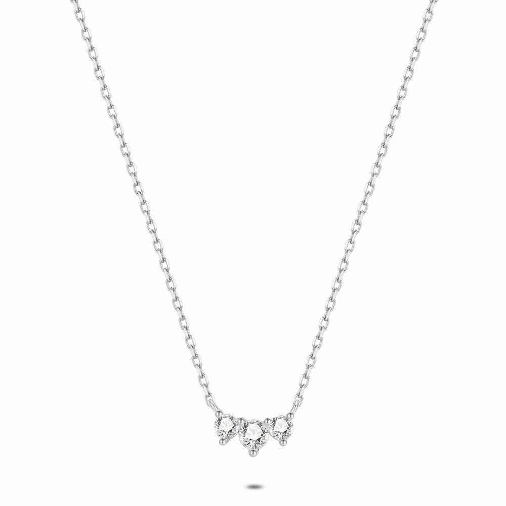 Necklaces | Silver Necklace, 3 Round Zirconia Necklaces Necklaces