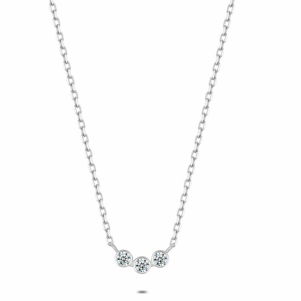 Necklaces | Silver Necklace, 3 Round Zirconia Necklaces Necklaces