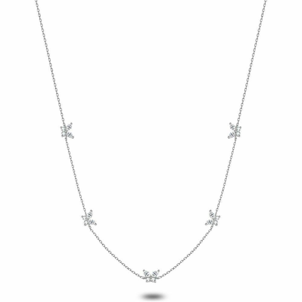 Necklaces | Silver Necklace, 5 Butterflies, Zirconia Necklaces Necklaces