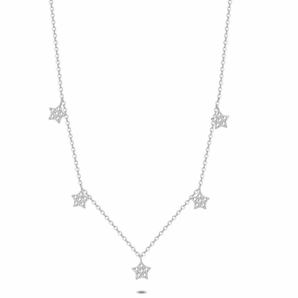 Necklaces | Silver Necklace, 5 Stars With Zirconia Necklaces Necklaces