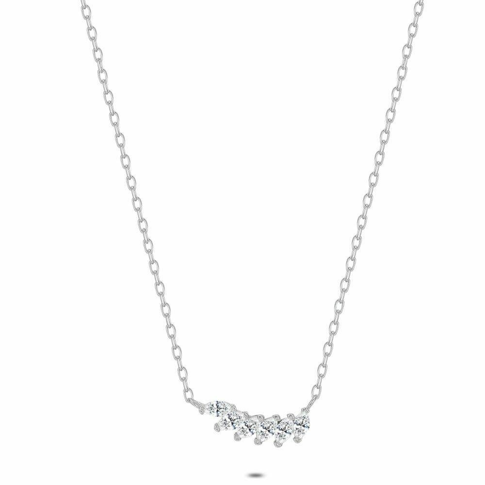 Necklaces | Silver Necklace, 6 Leaves, Zirconia Necklaces Necklaces