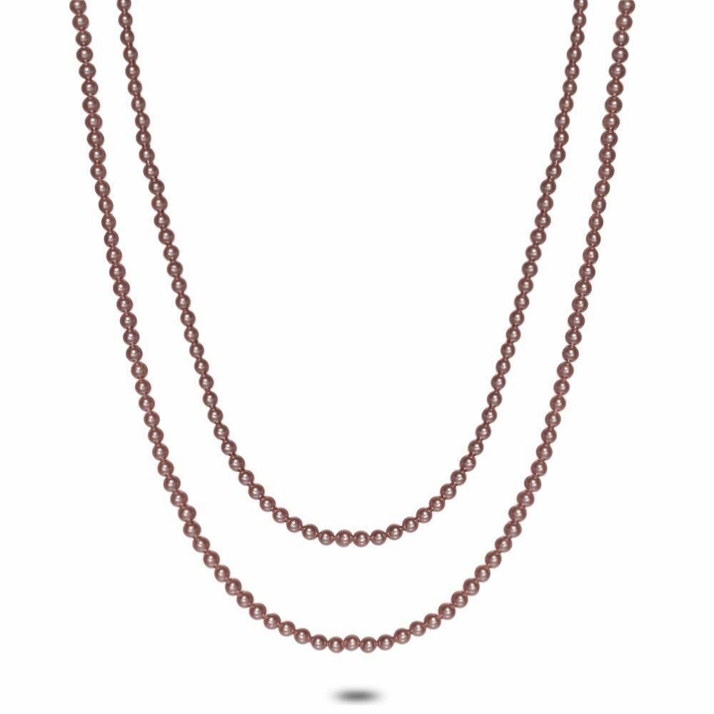 Necklaces | Silver Necklace, Double Pink Pearls Necklaces Necklaces