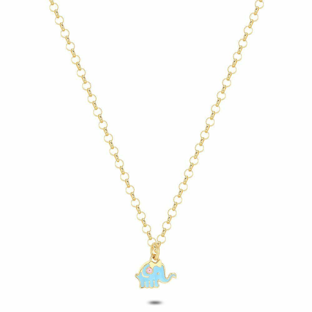 Necklaces | Silver Necklace, Gold Tone, Chain With Blue Elephant Kids Kids