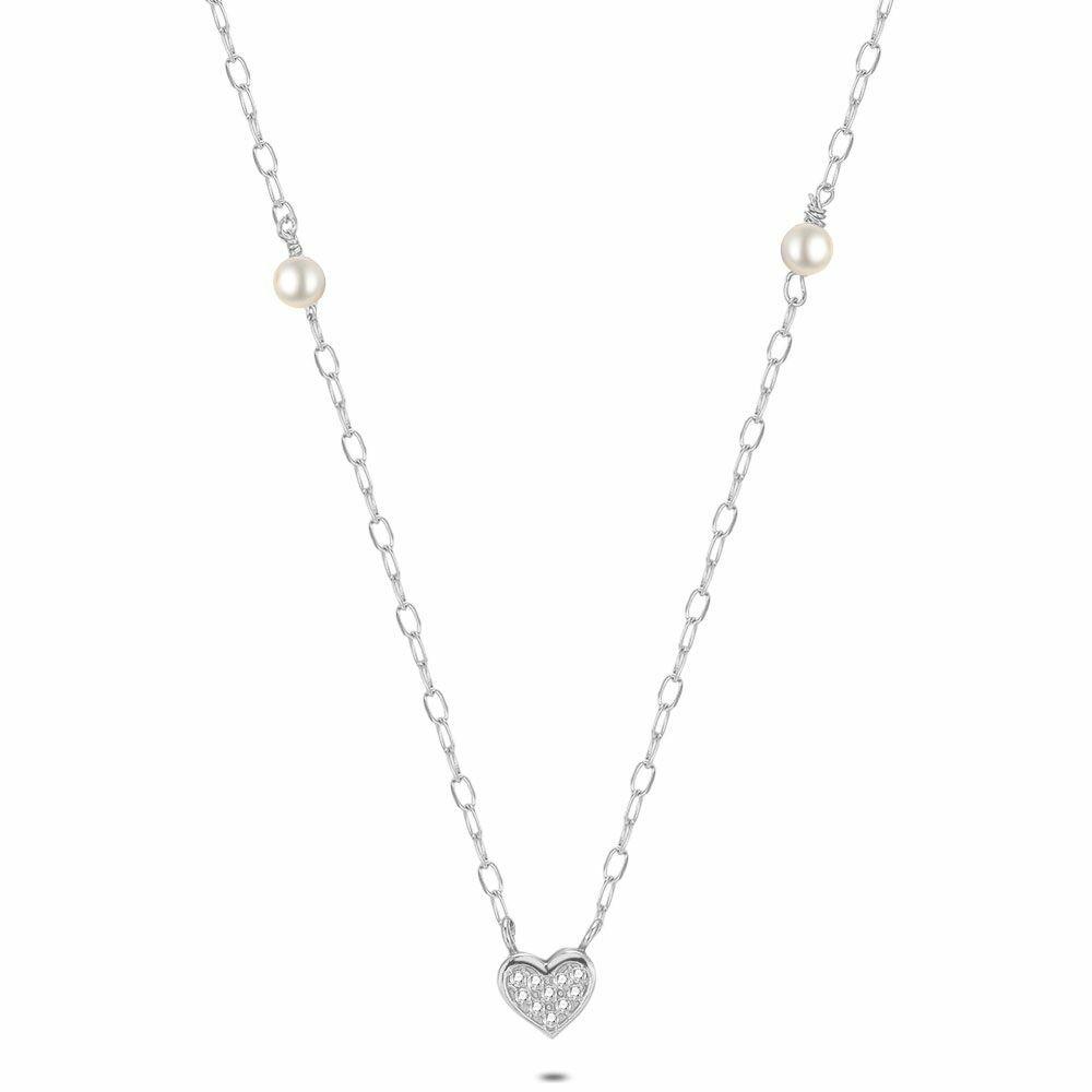 Necklaces | Silver Necklace, Heart And Pearls Necklaces Necklaces