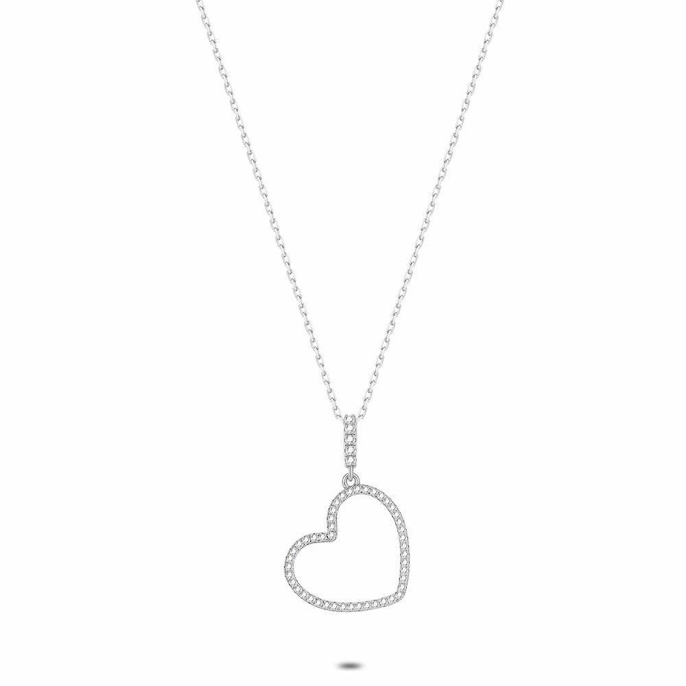 Necklaces | Silver Necklace, Heart With Stones Necklaces Necklaces