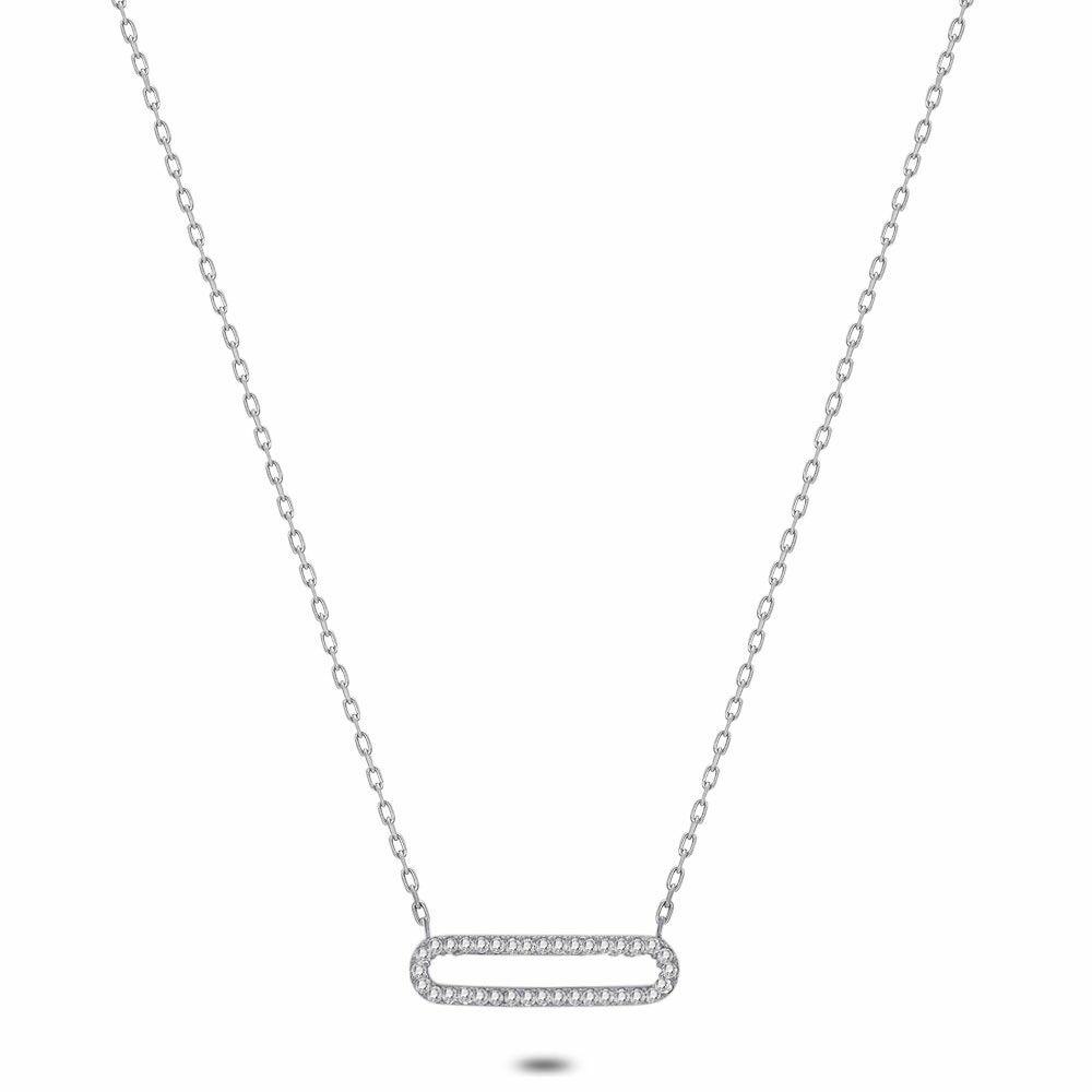 Necklaces | Silver Necklace, Open Oval, Zirconia, 2 Cm Necklaces Necklaces