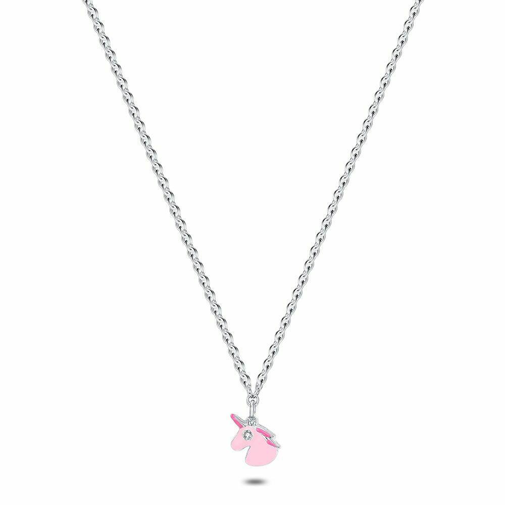 Necklaces | Silver Necklace, Pink Unicorn With 1 Zirconia Kids Kids