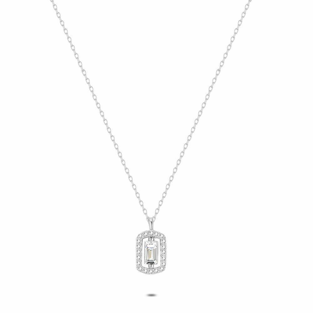 Necklaces | Silver Necklace, Rectangular Zirconia Necklaces Necklaces