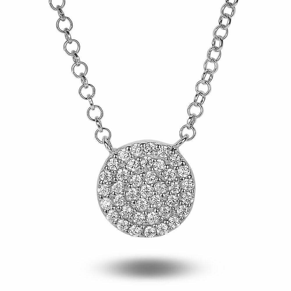 Necklaces | Silver Necklace, Round With Zirconia Necklaces Necklaces