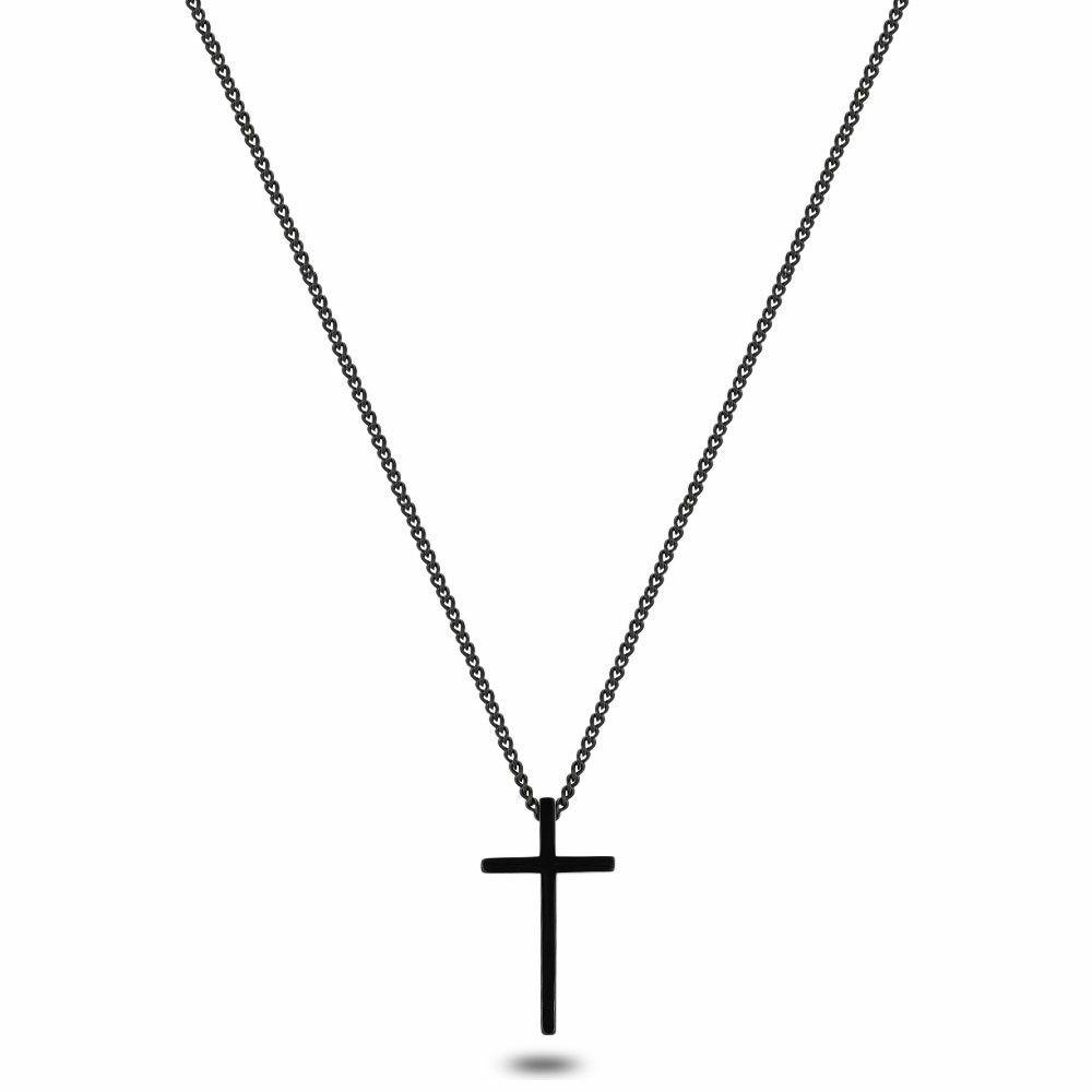 Necklaces | Stainless Steel Necklace, Black Coloured Cross Mens Mens