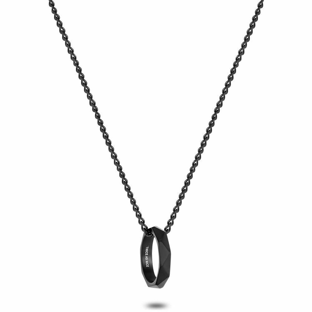 Necklaces | Stainless Steel Necklace, Black-Coloured, Ring Mens Mens