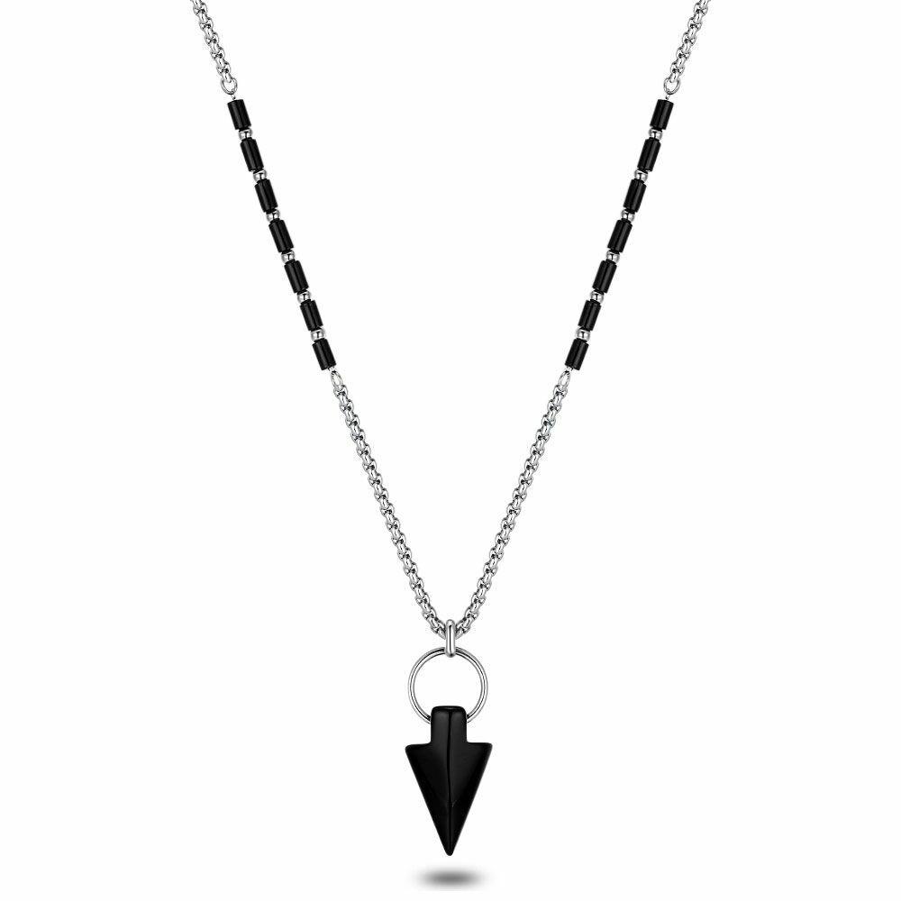 Necklaces | Stainless Steel Necklace, Black Tubes And Arrow Mens Mens