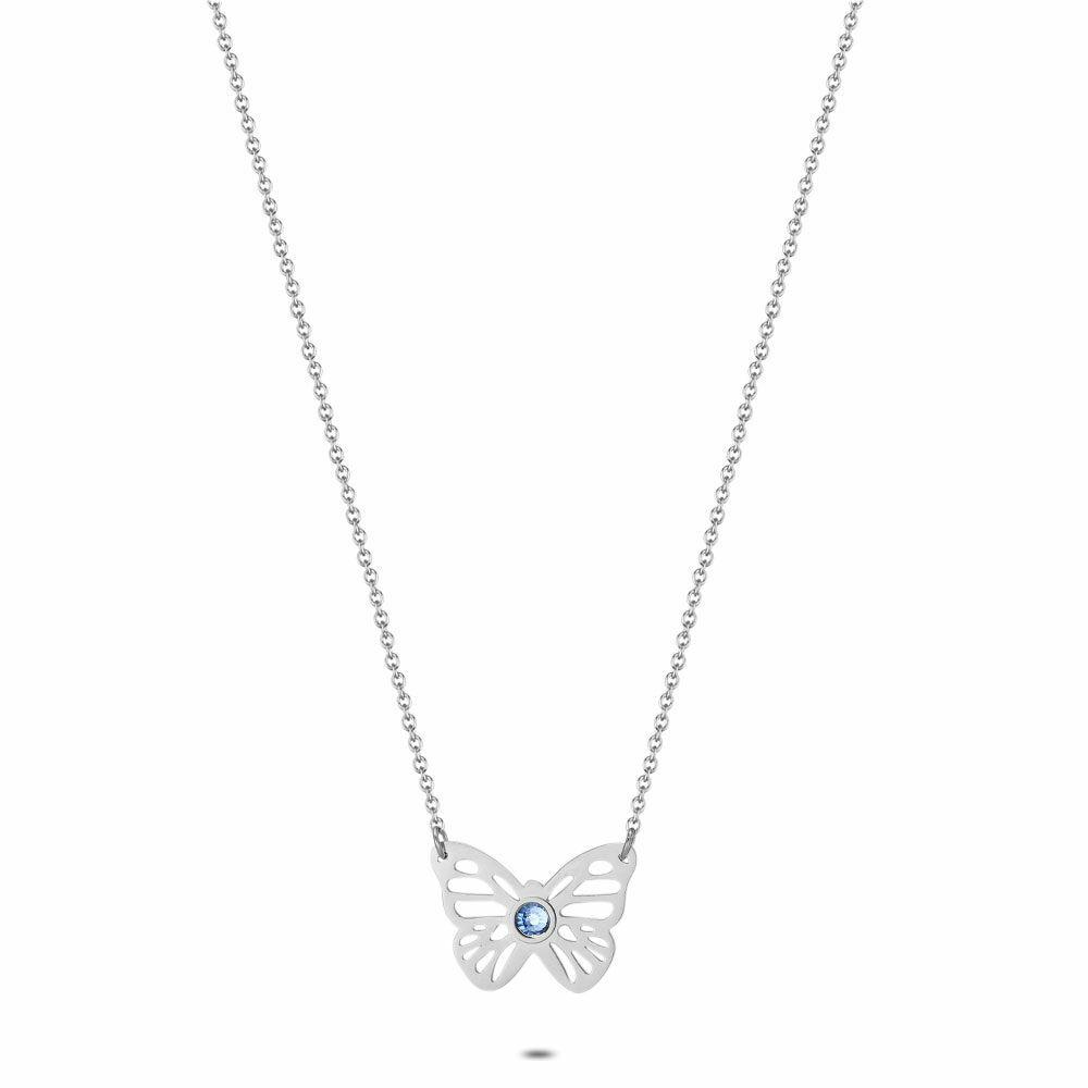 Necklaces | Stainless Steel Necklace, Butterfly, Blue Stone Necklaces Necklaces