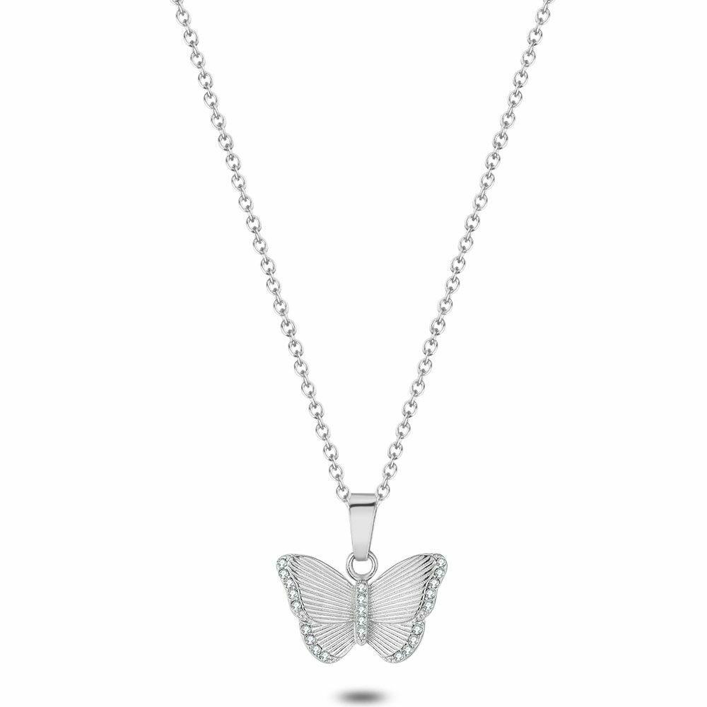 Necklaces | Stainless Steel Necklace, Butterfly With Stones, Length Is Adjustable. Necklaces Necklaces