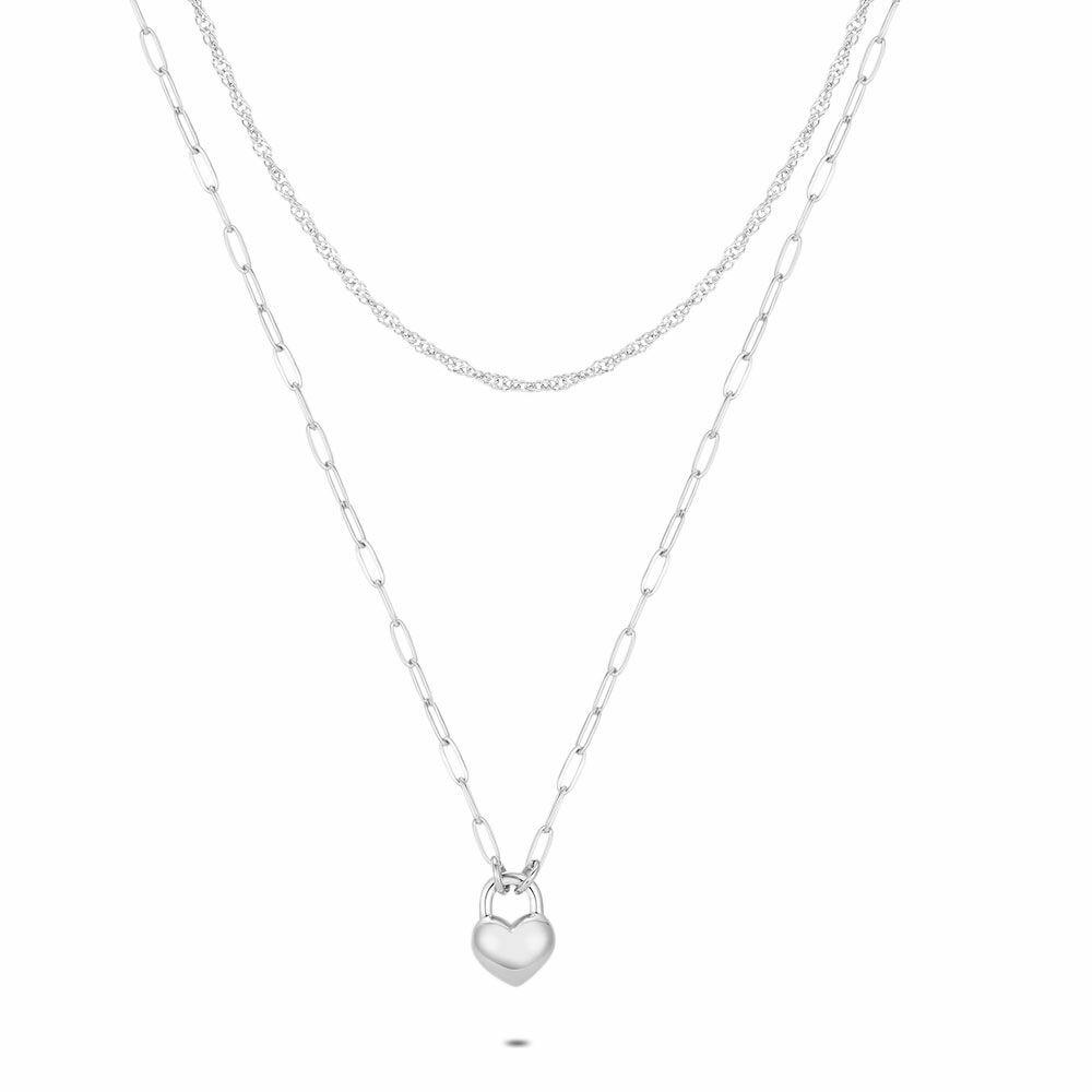 Necklaces | Stainless Steel Necklace, Double Chain, Heart Necklaces Necklaces