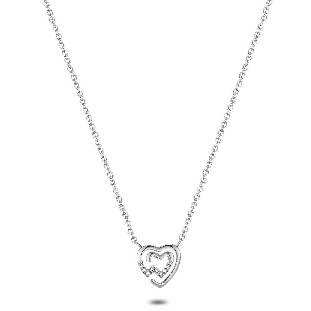 Necklaces | Stainless Steel Necklace, Double Heart, Stones Necklaces Necklaces