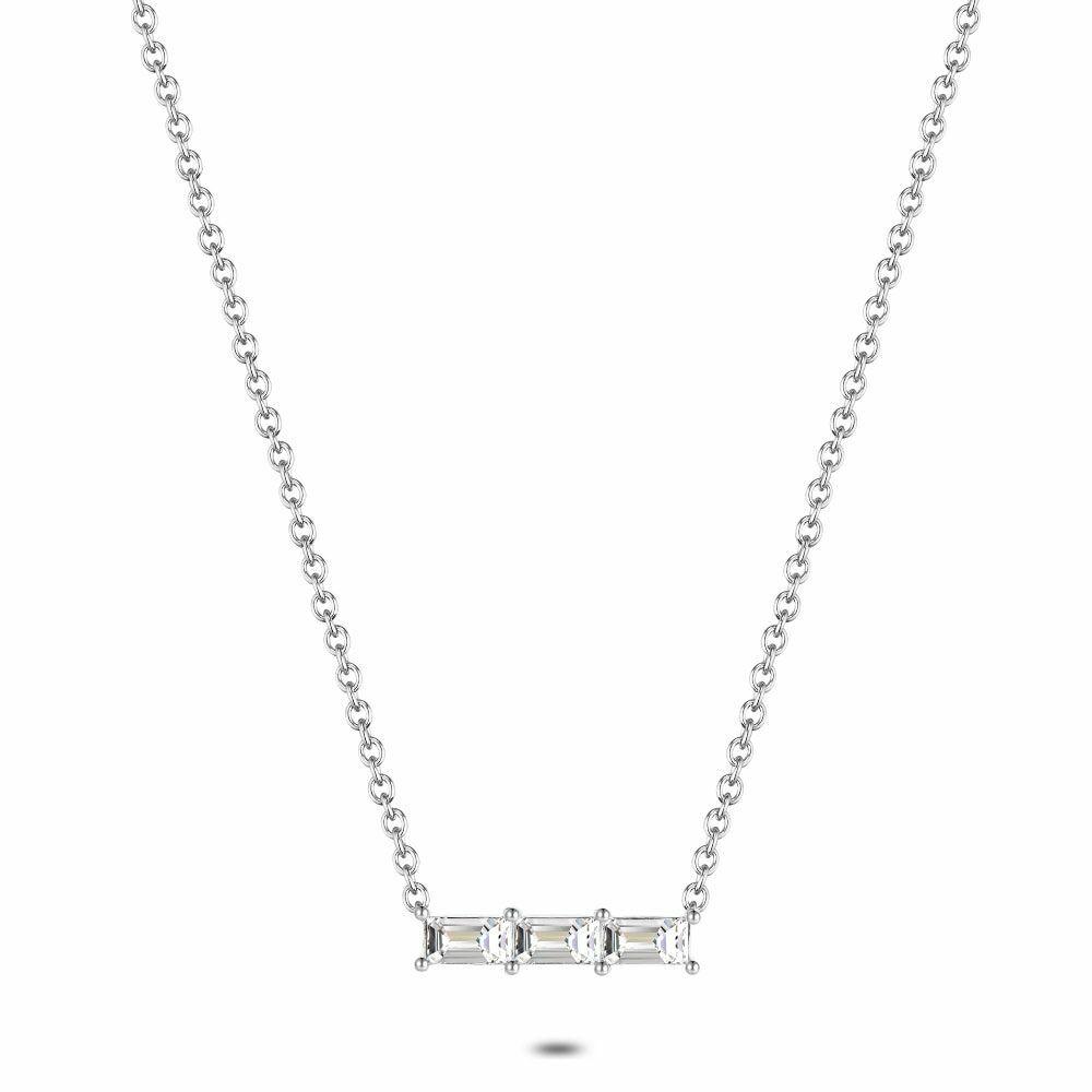 Necklaces | Stainless Steel Necklace, White Crystals Necklaces Necklaces