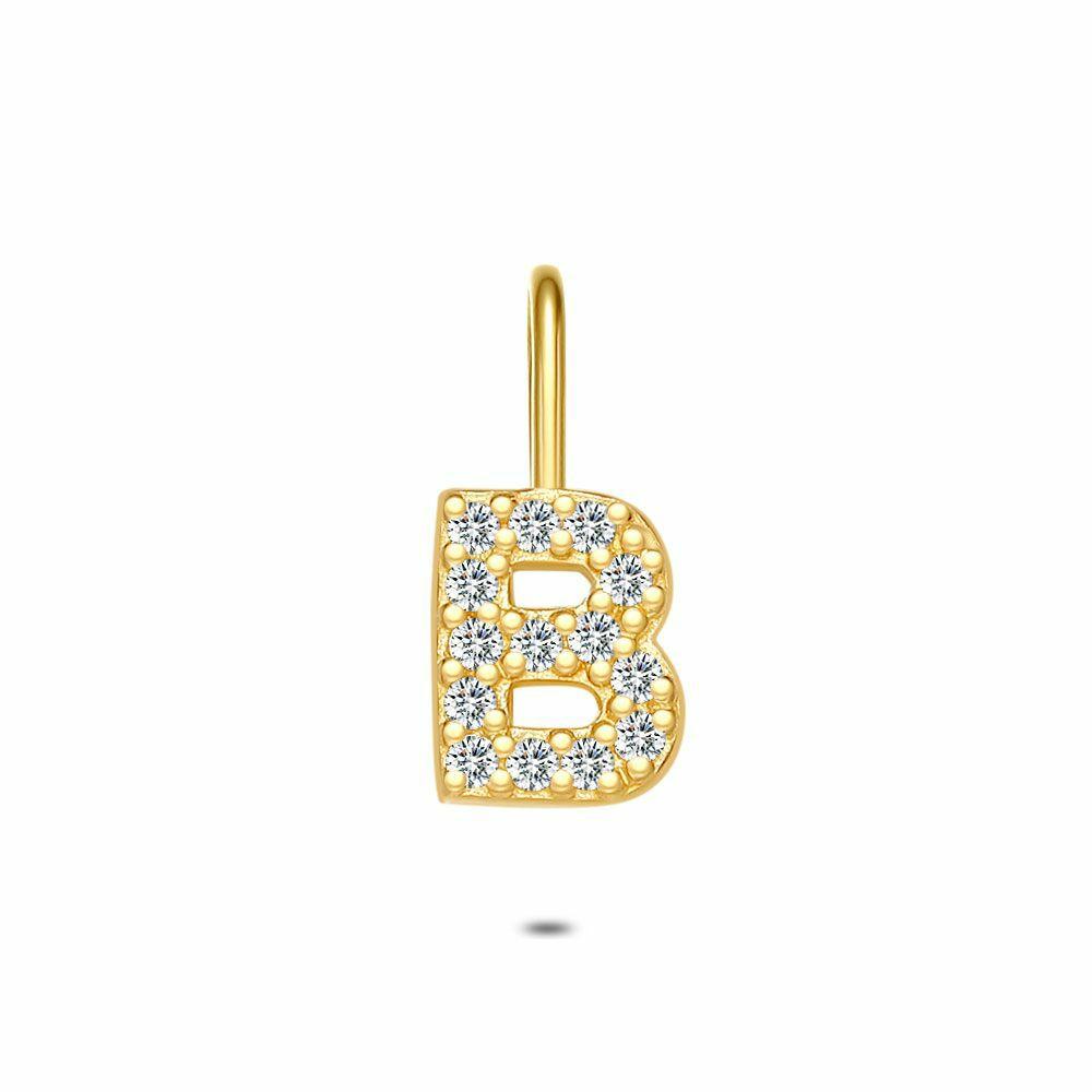 Pendants | 18Ct Gold Plated Silver Pendant, Letter B With Stones Pendants Pendants