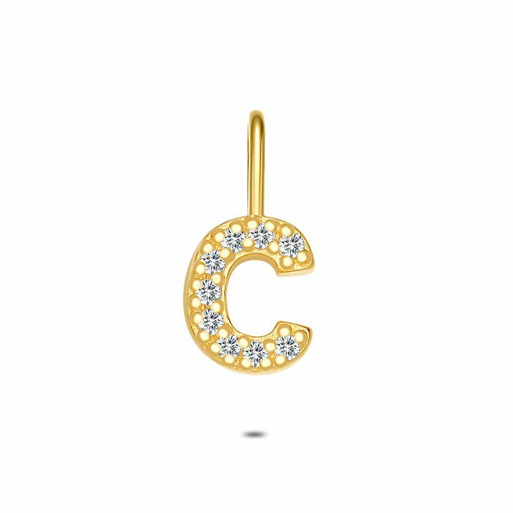 Pendants | 18Ct Gold Plated Silver Pendant, Letter C With Stones Pendants Pendants